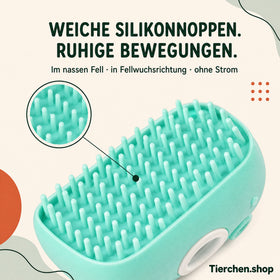 Nahaufnahme der weichen Silikonnoppen der Tierchen Badezeit Bürste