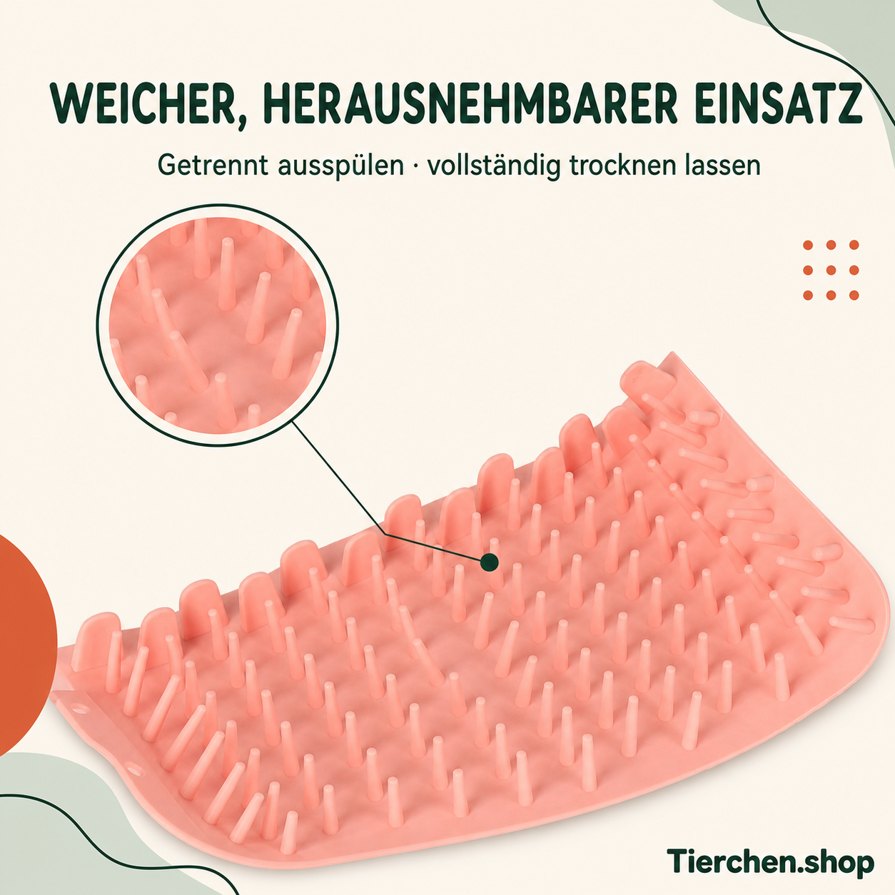 Herausnehmbarer weicher Einsatz mit deutscher Pflegeanleitung