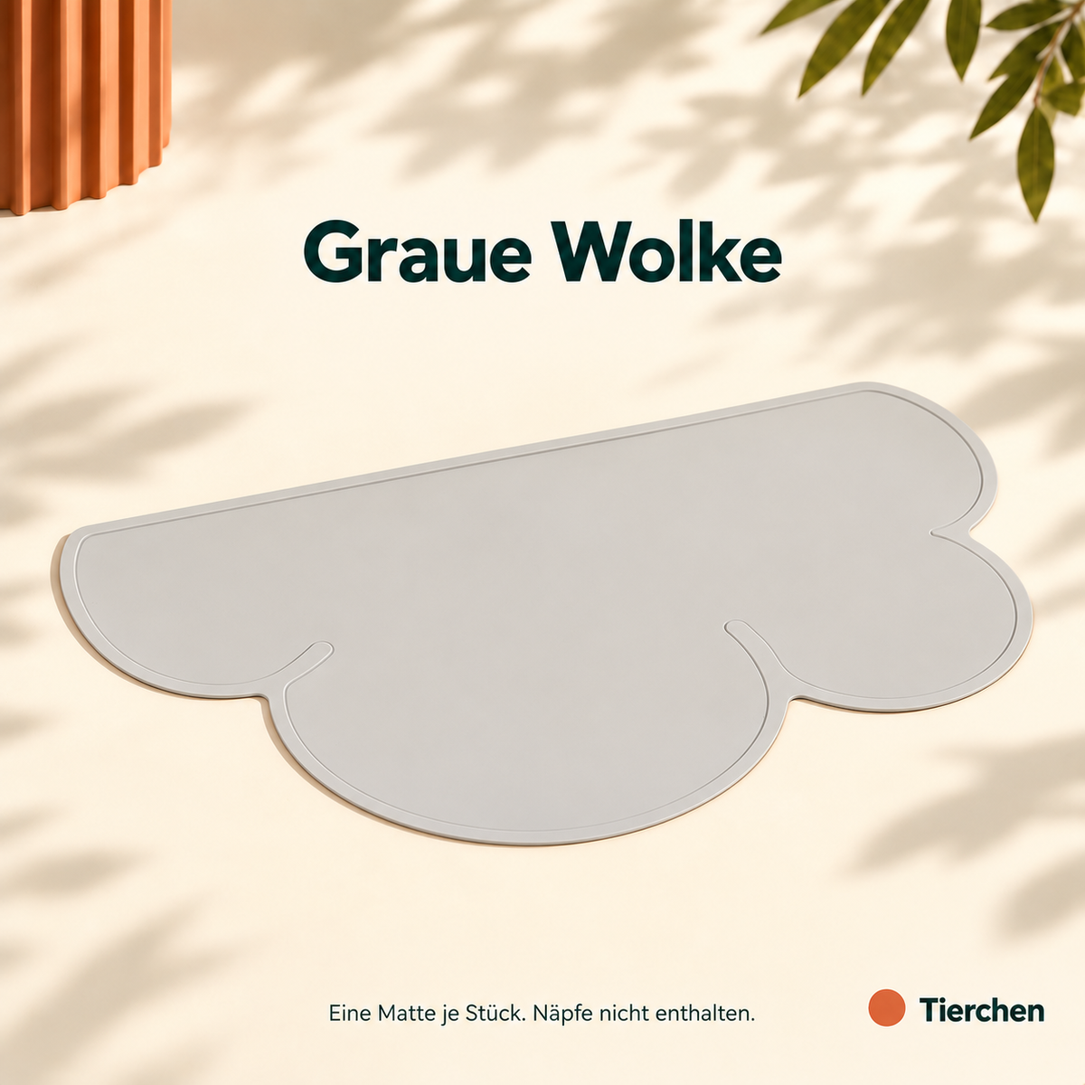 Napfplatz – Graue Wolke: eine Silikonmatte je Stück, ohne Näpfe.
